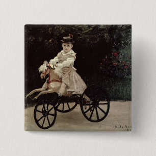 Claude Monet   Jean Monet on his Hobby Horse, 1872 2 Inch Square Button