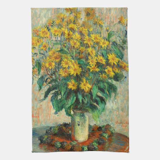 Claude Monet - Jerusalem Artichoke Flowers Kitchen Towel (Vertical)