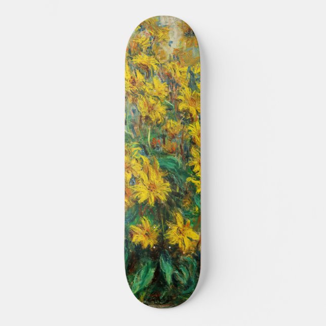 Claude Monet - Jerusalem Artichoke Flowers Skateboard (Front)