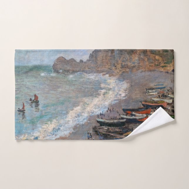 Claude Monet - La plage d'Etretat (Serviette à main)