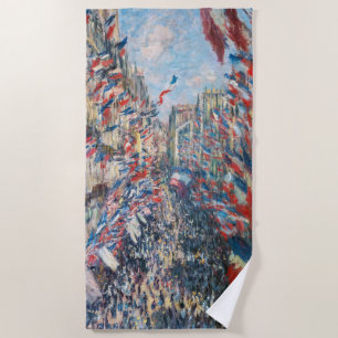 Claude Monet - La Rue Montorgueil - Paris Beach Towel