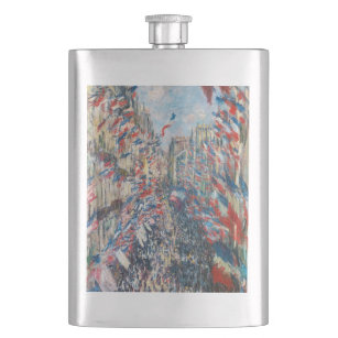 Claude Monet - La Rue Montorgueil - Paris Hip Flask