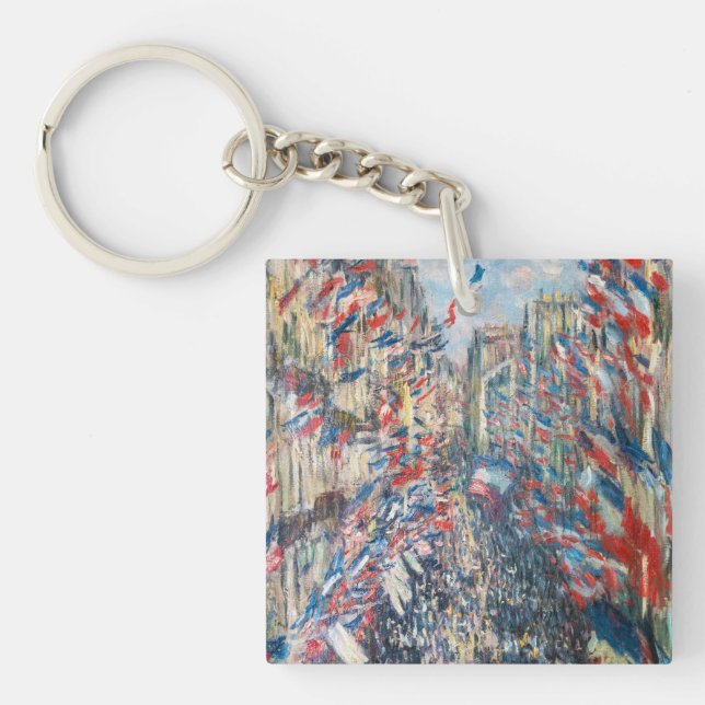 Claude Monet - La Rue Montorgueil - Paris Keychain (Front)