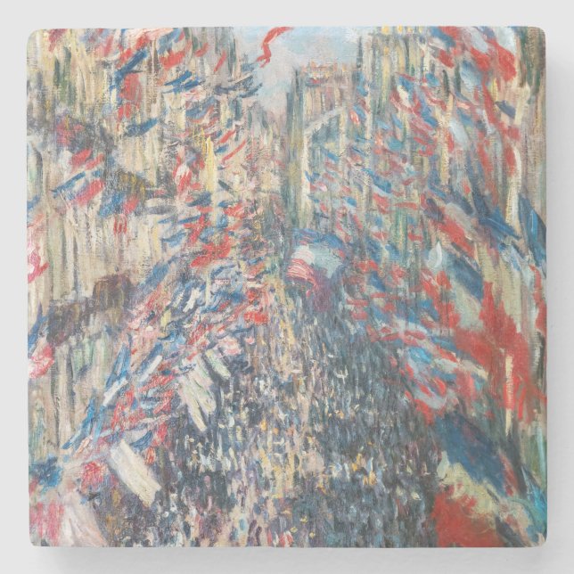 Claude Monet - La Rue Montorgueil - Paris Stone Coaster (Front)