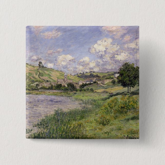 Claude Monet | Landscape, Vetheuil, 1879 2 Inch Square Button (Front)