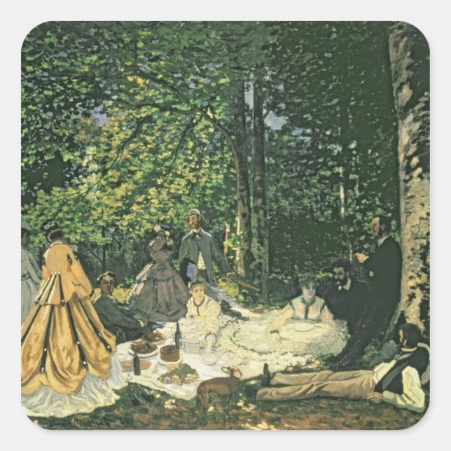 Claude Monet | Le Dejeuner sur l'Herbe, 1865-1866 Square Sticker (Front)