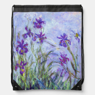 Claude Monet - Lilac Irises / Iris Mauves Drawstring Bag