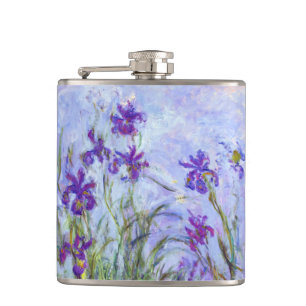 Claude Monet - Lilac Irises / Iris Mauves Hip Flask