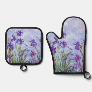 Claude Monet - Lilac Irises / Iris Mauves Oven Mitt & Pot Holder Set