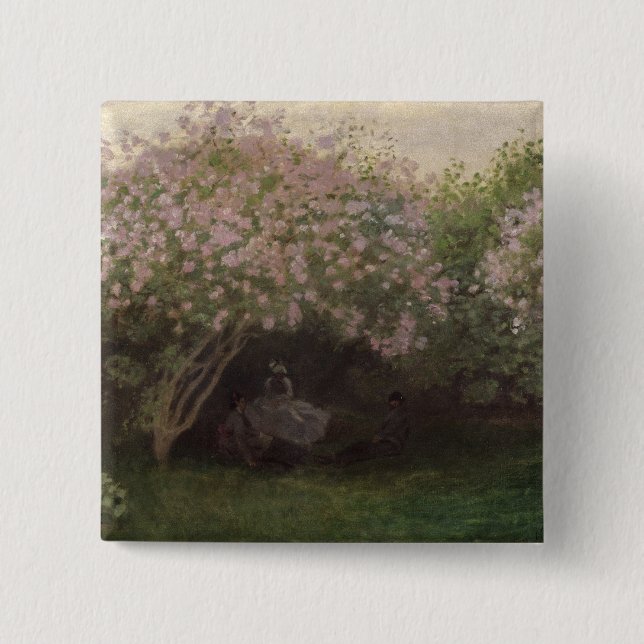 Claude Monet | Lilacs, Grey Weather, 1872 2 Inch Square Button (Front)
