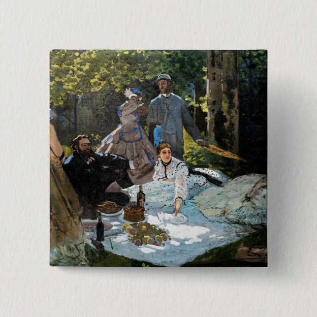Claude Monet - Luncheon on the Grass, Right Panel 2 Inch Square Button (Front)