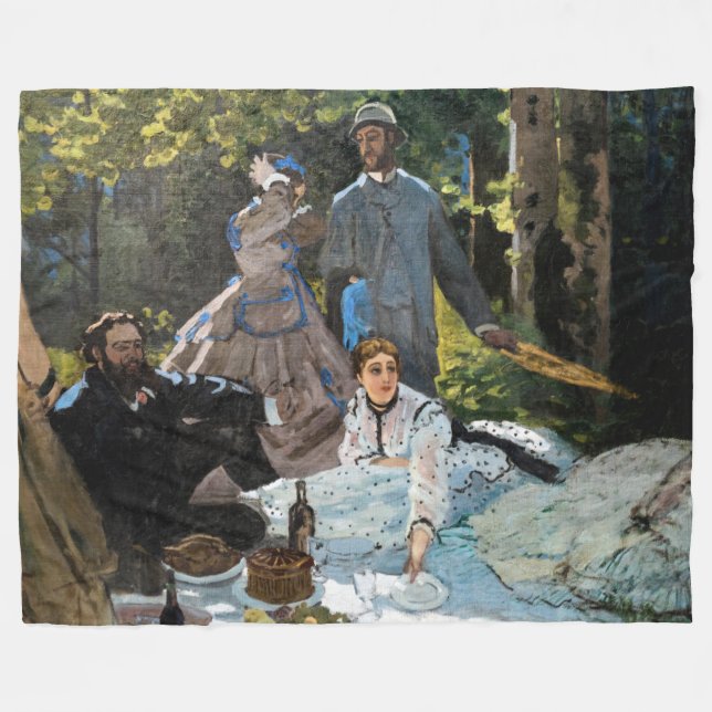 Claude Monet - Luncheon on the Grass, Right Panel Fleece Blanket (Front (Horizontal))