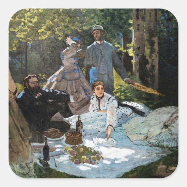 Claude Monet - Luncheon on the Grass, Right Panel Square Sticker (Front)