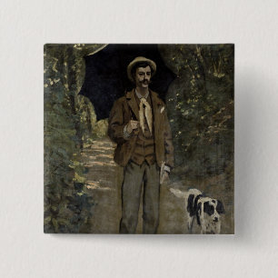 Claude Monet Man with an Umbrella, c.1868-69 2 Inch Square Button