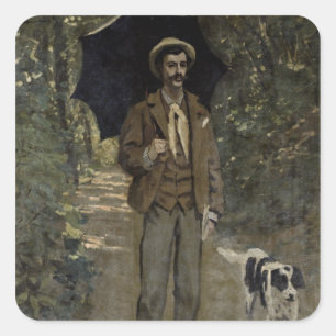 Claude Monet   Man with an Umbrella, c.1868-69 Square Sticker