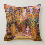 Claude Monet-Monet's Garden at Vétheuil Throw Pillow<br><div class="desc">Monet's Garden at Vétheuil is an attractive Impressionism genre painting made by the french impressionist painter,  Claude Monet,  made in 1881.Its intensities of blue, green and orange will gracefully make it an attractive pillow.</div>