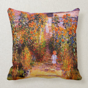 Claude Monet-Monet's Garden at Vétheuil Throw Pillow