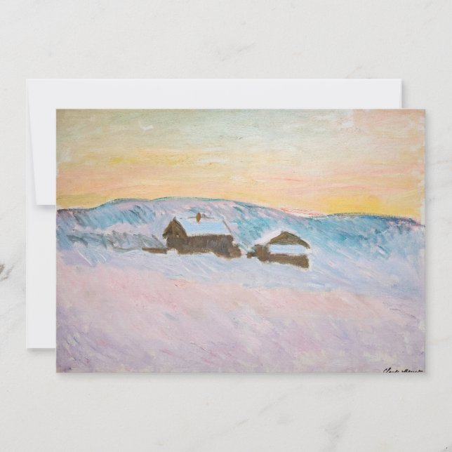 Claude Monet - Norway Landscape, Blue Houses Invitation (Front)