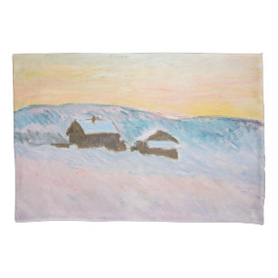 Claude Monet - Norway Landscape, Blue Houses Pillowcase