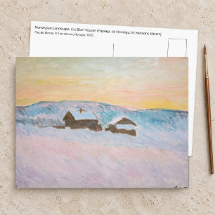 Claude Monet - Norway Landscape, Blue Houses Postcard