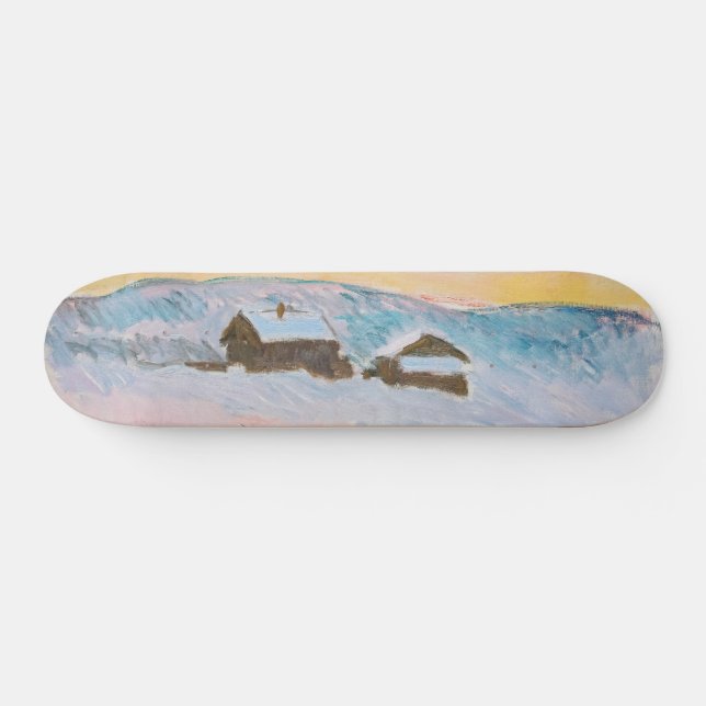 Claude Monet - Norway Landscape, Blue Houses Skateboard (Horz)