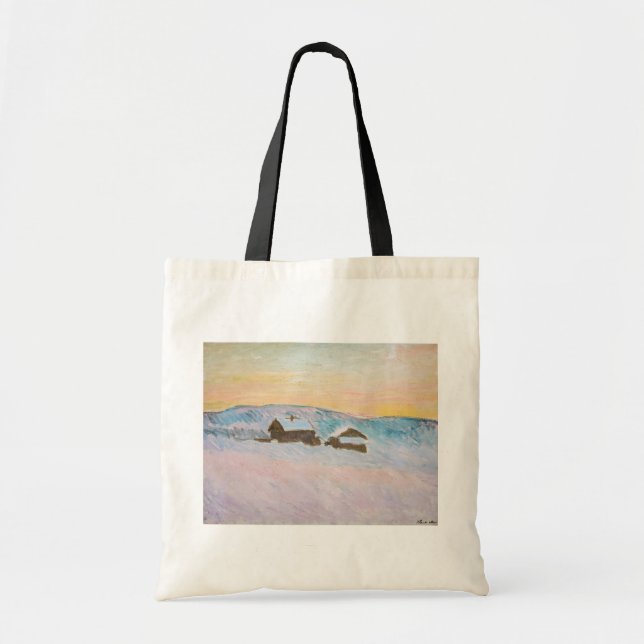 Claude Monet - Norway Landscape, Blue Houses Tote Bag (Front)
