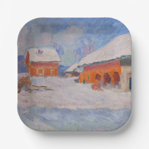 Claude Monet - Norway, Red Houses at Bjornegaard Paper Plate