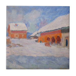 Claude Monet - Norway, Red Houses at Bjornegaard Tile