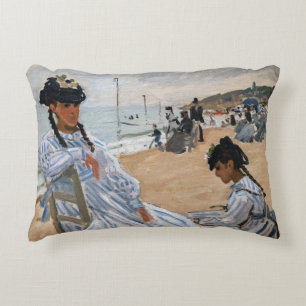 Claude Monet - On the Beach at Trouville Accent Pillow