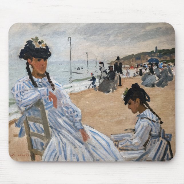Claude Monet - On the Beach at Trouville Mouse Pad (Front)