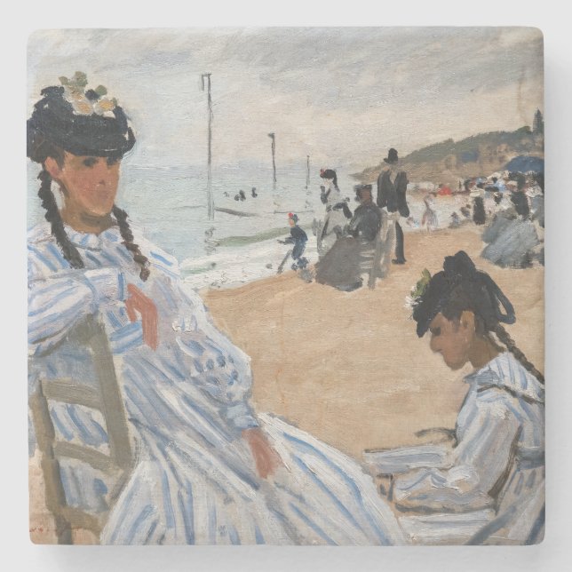 Claude Monet - On the Beach at Trouville Stone Coaster (Front)