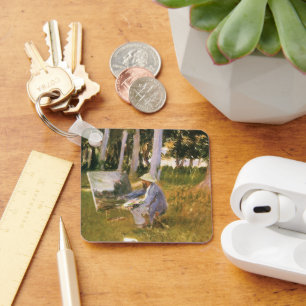Claude Monet Painting, Edge of a Wood by Sargent Keychain