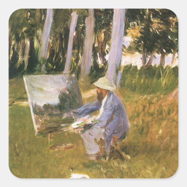Claude Monet Painting, Edge of a Wood by Sargent Square Sticker (Front)