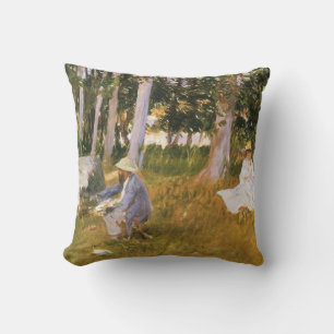 Claude Monet Painting, Edge of a Wood by Sargent Throw Pillow