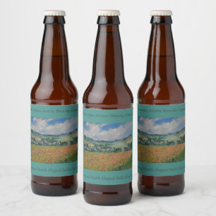 Claude Monet Painting, Poppy Field at Giverny Beer Bottle Label