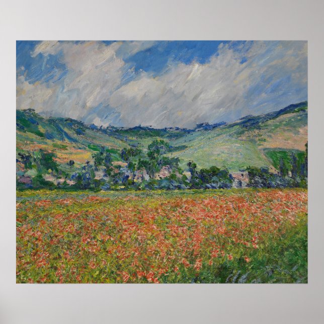 Claude Monet Painting, Poppy Field at Giverny Poster (Front)