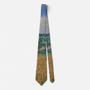 Claude Monet Painting, Poppy Field at Giverny Tie