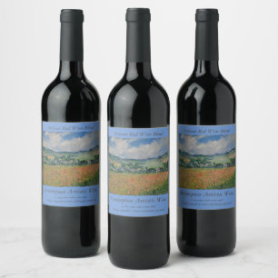 Claude Monet Painting, Poppy Field at Giverny Wine Label