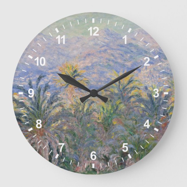Claude Monet | Palm Trees at Bordighera Large Clock (Front)