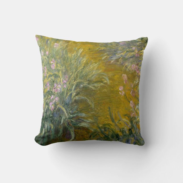 Claude Monet | Path through the Irises Throw Pillow (Front)