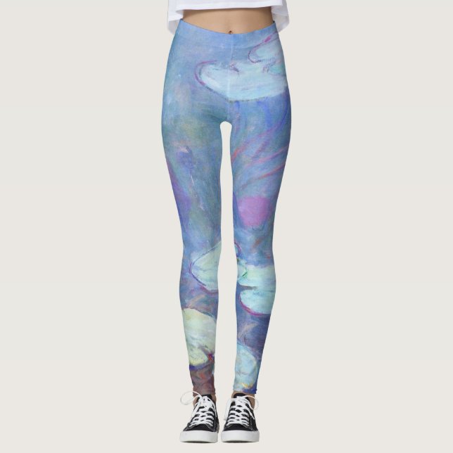 Claude Monet Pink Water Lilies GalleryHD Fine Art Leggings (Front)