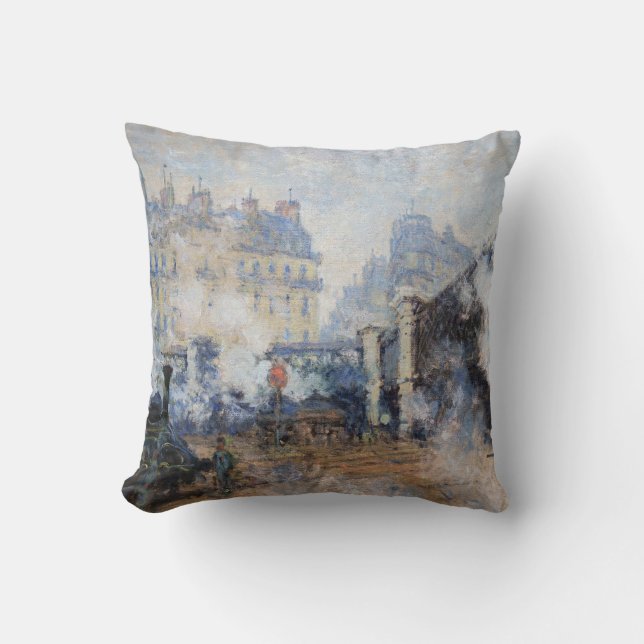 Claude Monet - Pont de l'Europe, Gare Saint-Lazare Throw Pillow (Front)