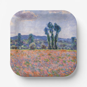 Claude Monet - Poppy Field 1890 (Giverny) Paper Plate