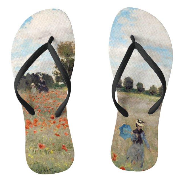 Claude Monet - Poppy Field Flip Flops (Footbed)