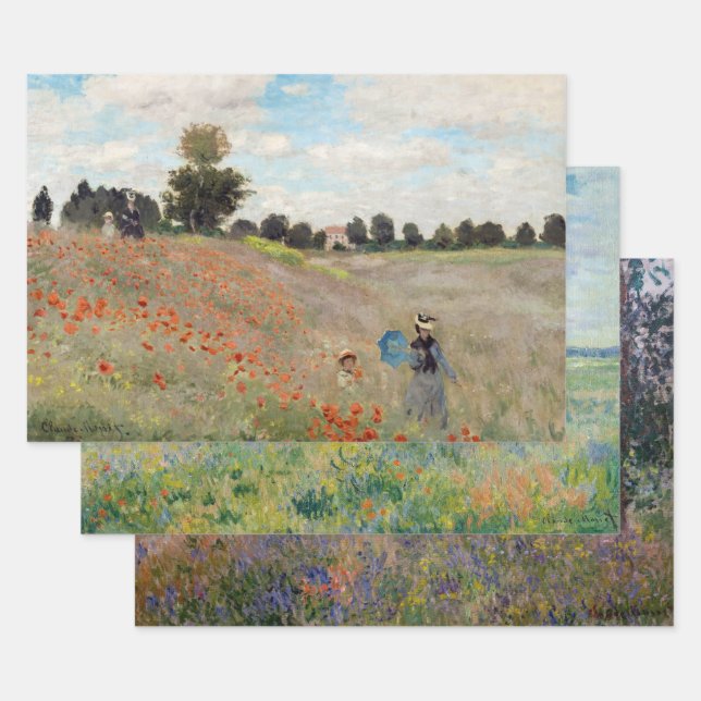 Claude Monet - Poppy Field Masterpieces Selection Wrapping Paper Sheet (Set)