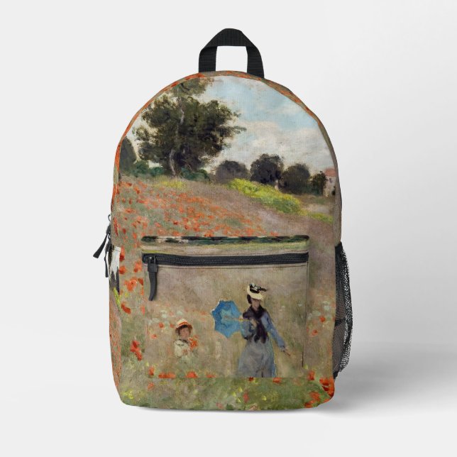 Claude Monet - Poppy Field Printed Backpack (Front)