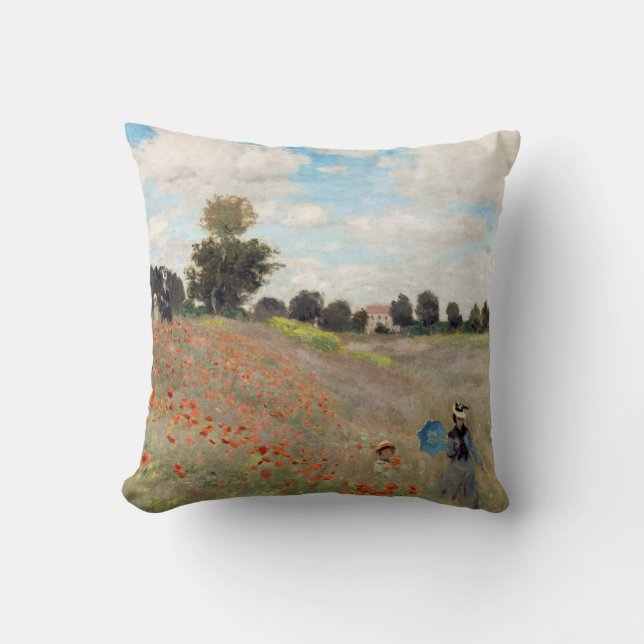 Claude Monet - Poppy Field Throw Pillow (Front)