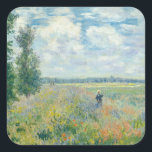 Claude Monet - Poppy Fields near Argenteuil (1875) Square Sticker<br><div class="desc">Poppy Fields near Argenteuil - Claude Monet,  Oil on canvas,  1875</div>
