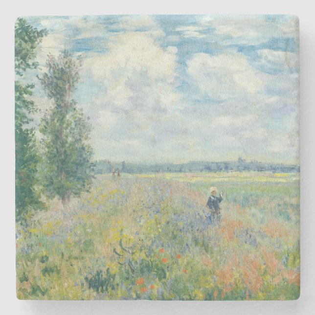 Claude Monet - Poppy Fields near Argenteuil (1875) Stone Coaster (Front)
