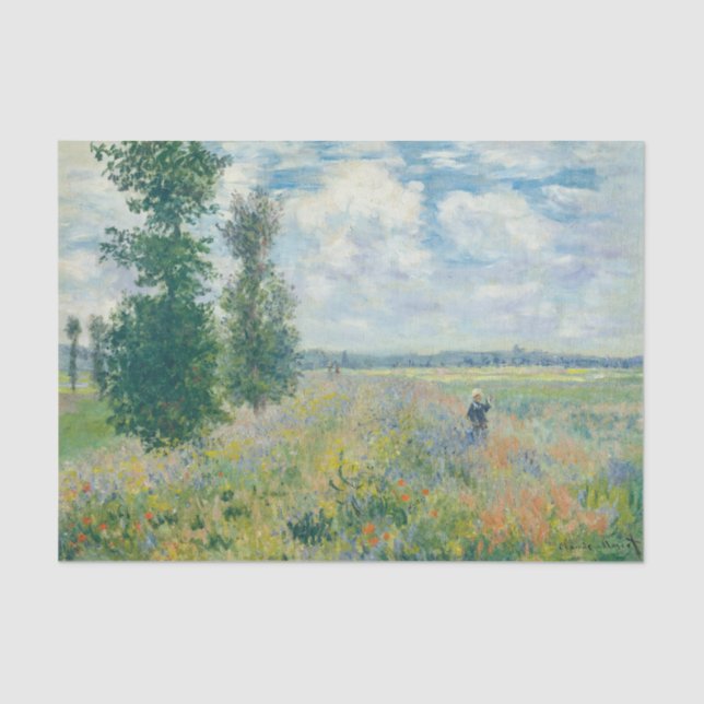 Claude Monet - Poppy Fields near Argenteuil (1875) Tissue Paper (Front)